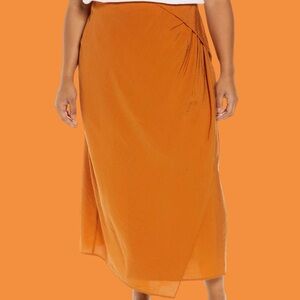 NWT Vince ‘Asymmetric Cascade Drape Skirt’ in “Dark Ginger” Women’s Plus Size 22